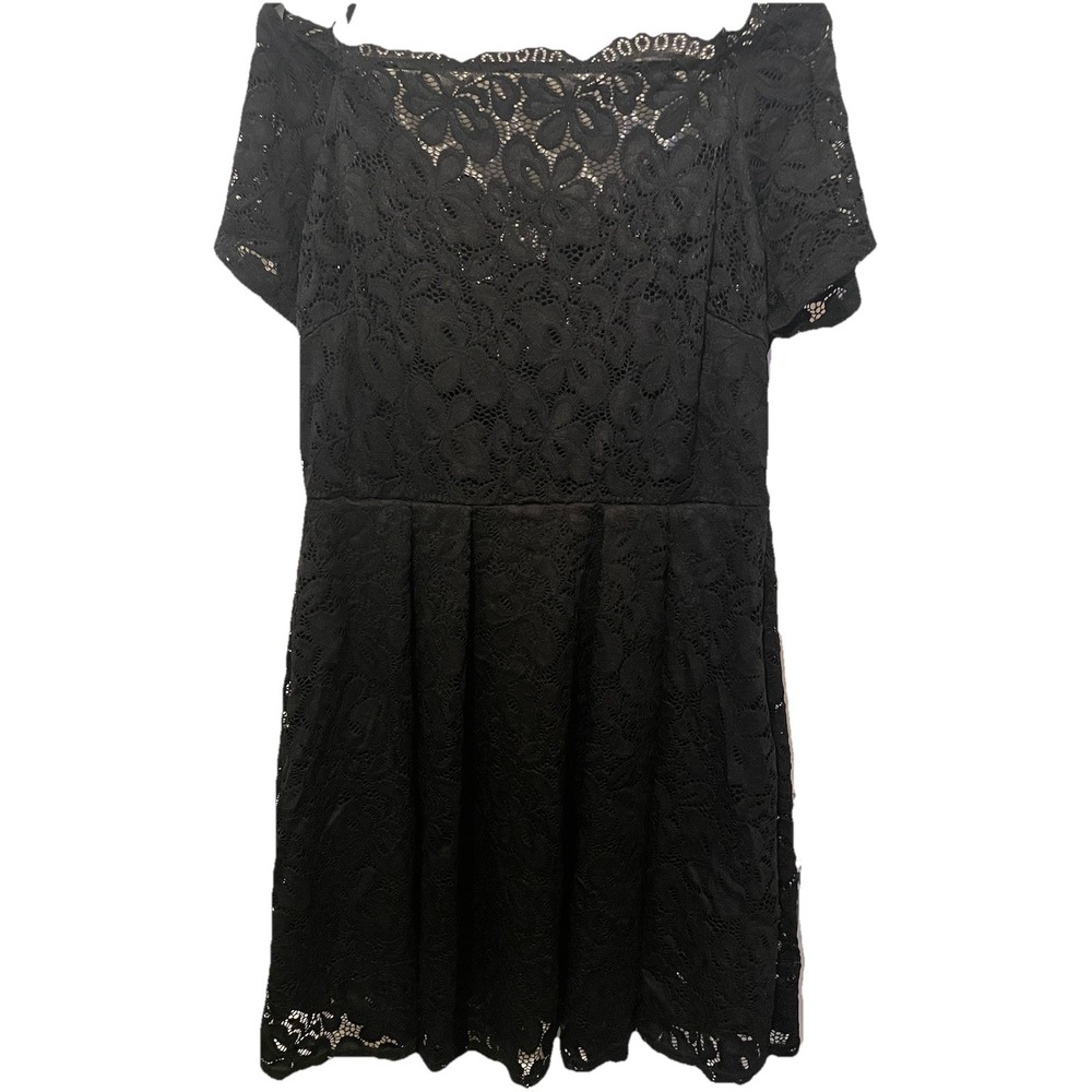 MissMay Retro Gorgeous Black Lace Dress 2XL Off Shoulder Flutter Sleeve Plus‎